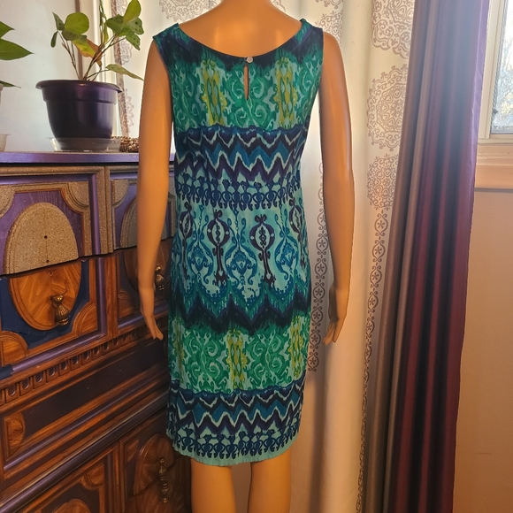 Turquoise & blue sleeveless dress with turquoise jacket - Picture 4 of 9